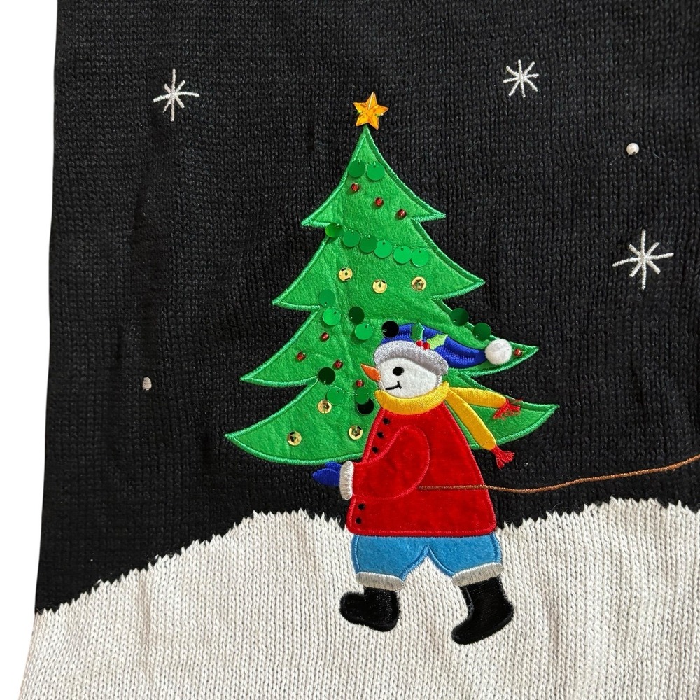 VTG Holiday Editions Christmas Sweater Vest Embroidered Womens 2XL Snowman Sled - Picture 2 of 9
